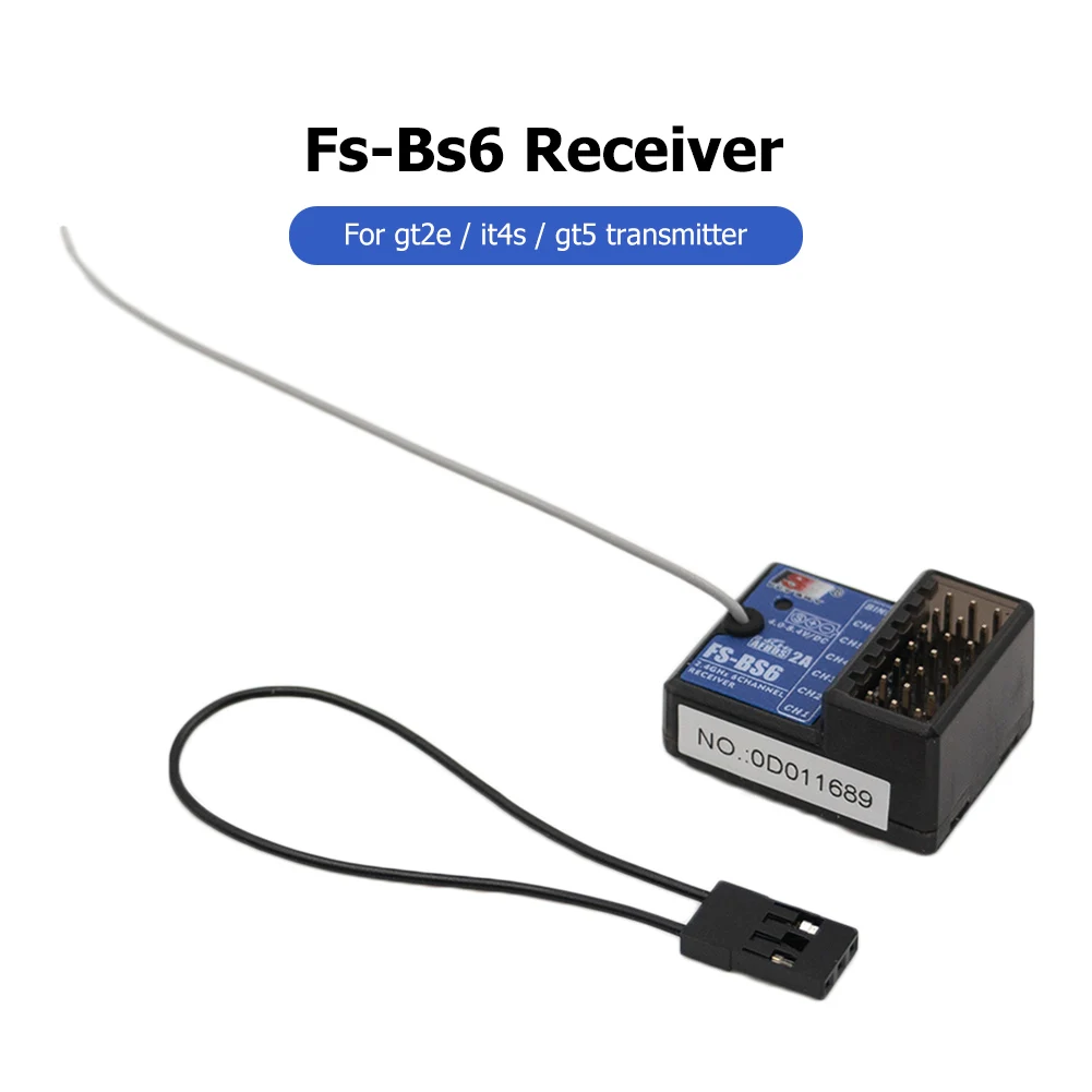 

FlySky FS-BS6 6CH Mini Receiver with Gyro Stabilization System for GT2E/IT4S/GT5 RC Car Boat Controller Transmitter RC Toy Parts