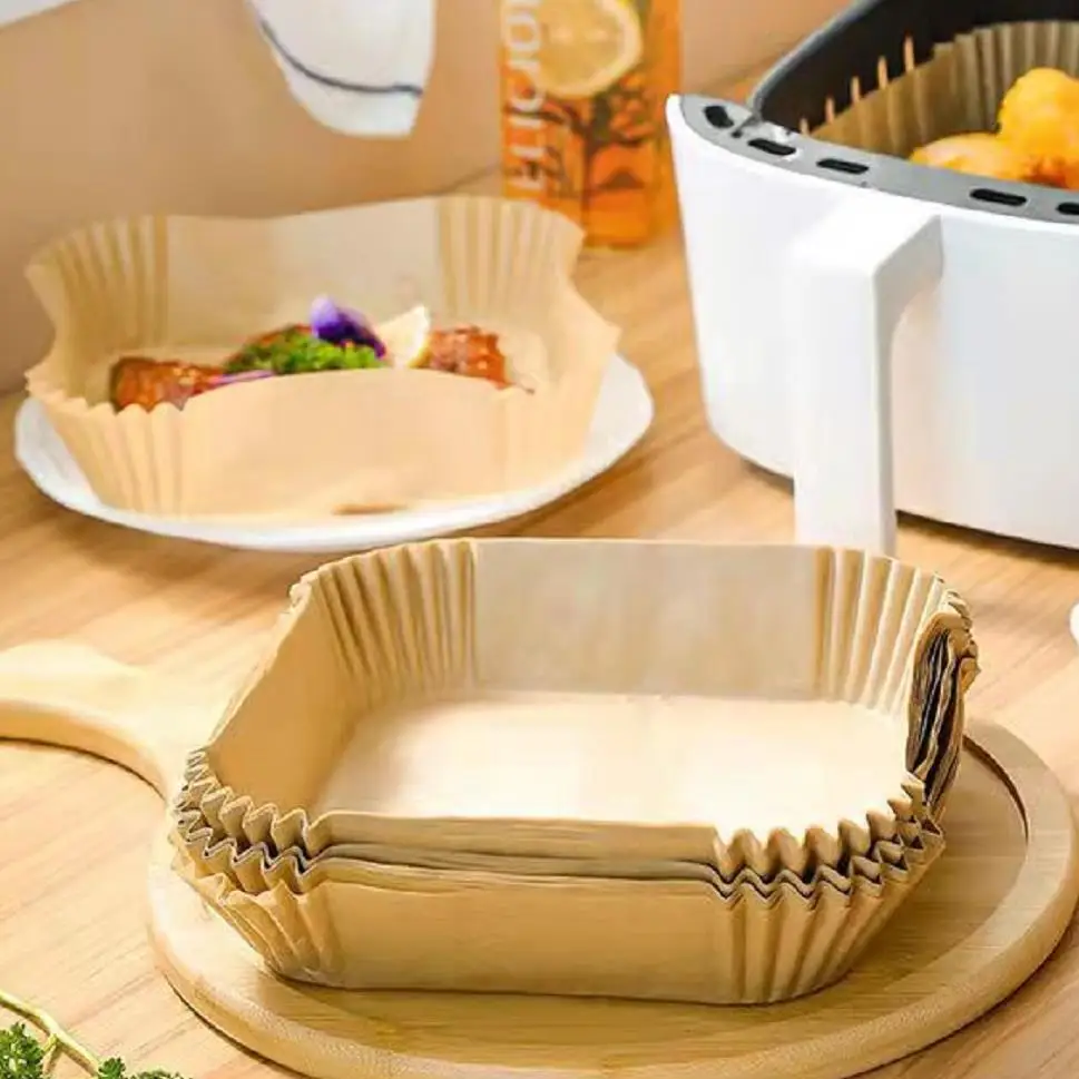 50pcs Air Fryer Disposable Paper Parchment Wood Pulp Steamer Cheesecake Air Fryer Accessories Baking Paper For Air Fryer