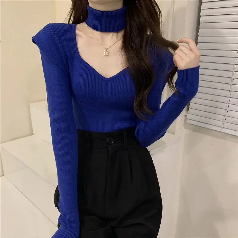 Klein синий вязаный свитер из хлопка