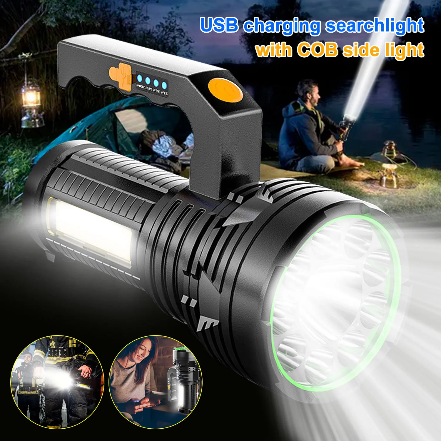 

Powerful 10LED XP-900 Flashlight with COB Side Light USB Rechargeable Portable Torch Waterproof Fishing Lanterna As Power Bank