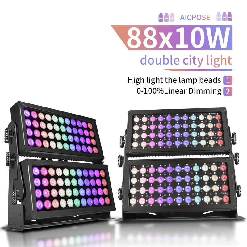 Фото 44x10 Вт/88x10 Вт 4 в 1 RGBW DMX светодиодный настенный светильник IP65 водонепроницаемый уличный сценический светильник подходит для церковного концерта, свадьбы, пар №1