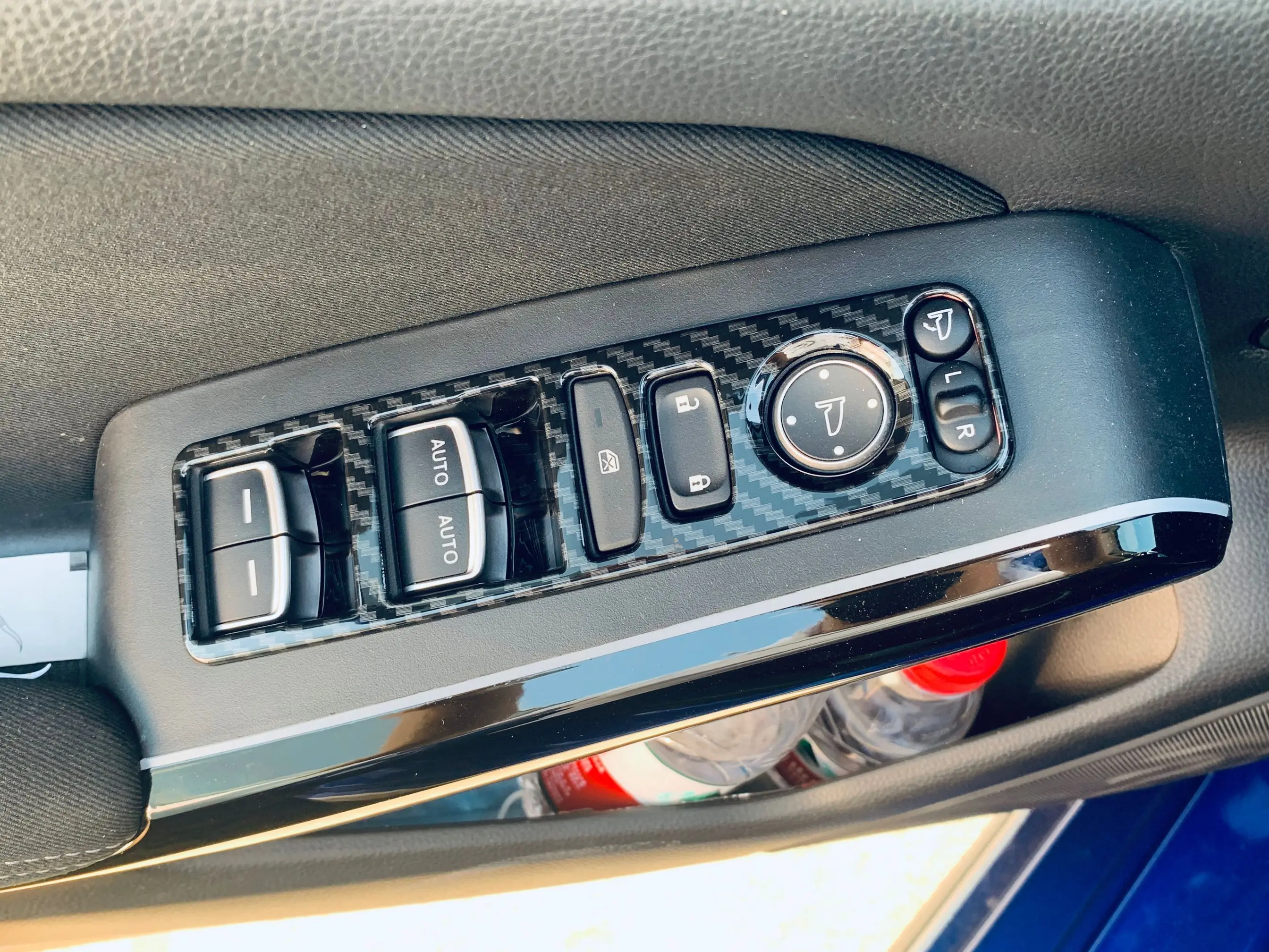 

Carbon Fiber Four Door Switch Plate Frame Window Lift Panel Cover Trim For 2022-2023 Honda Civic 4pcs