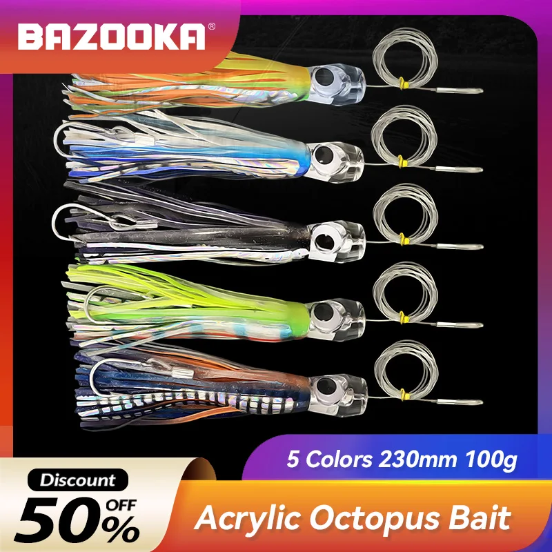 Bazooka Swim Jigs Kits Fishing Lure Octopus Squid Silicone Bait Skirts Jig Sharp Hook Ice Spinners Pike Metal Winter
