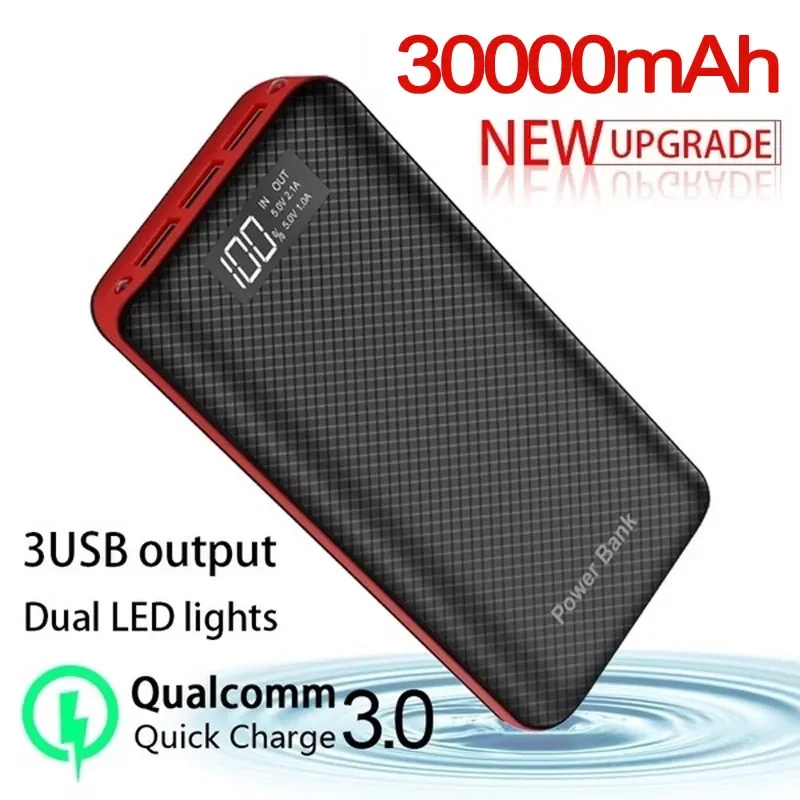 

NEW 30000mAh mobile power bank portable mobile phone charger large-capacity power supply outdoor LCD digital display for iPhone