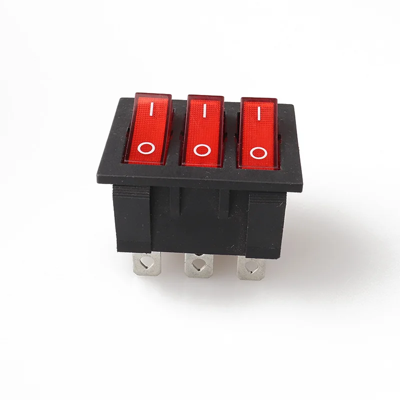 

KCD9-301N Вкл.-Выкл. 9-контактный/6-контактный красный, черный светильник переменного тока, кулисный переключатель для лодки, тройная кнопка выключателя света