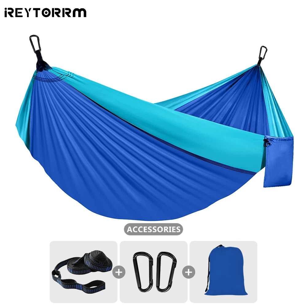 

260x140cm Lightweight Double Person Camping Hammock for Outdoor Beach Backpacking Travel Hiking Portable Parachute Nylon Hammock