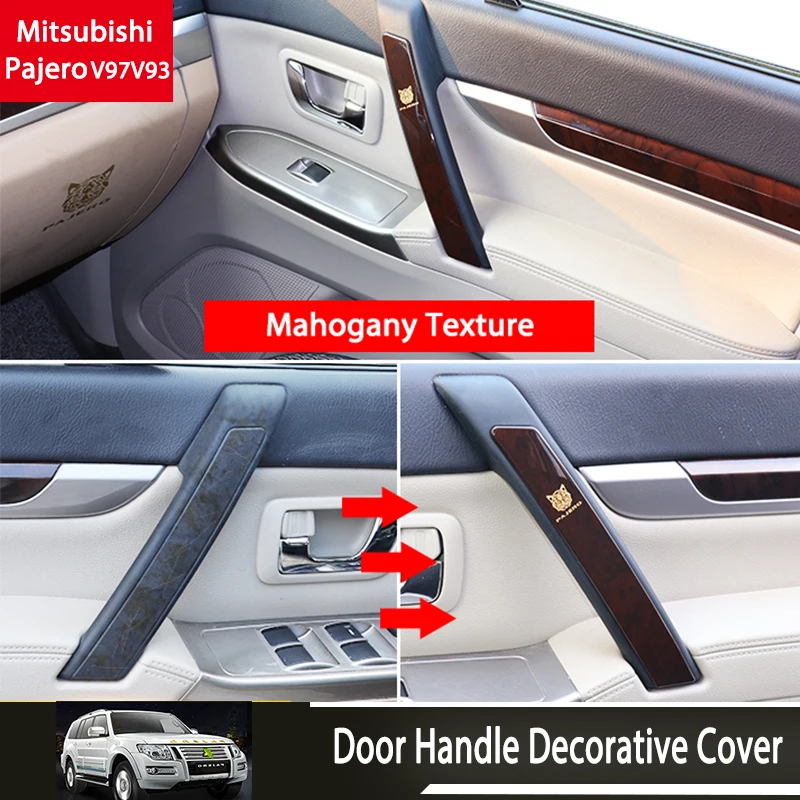 For Mitsubishi Pajero V97V93V95V98 Door Handle Decorative Cover Mahogany Grain Car Row Stop Head Cover Accessories Interior For Mitsubishi Pajero V97V93V95V98 Door Handle Decorative Cover Mahogany Grain Car Row Stop Head Cover Accessories Interior