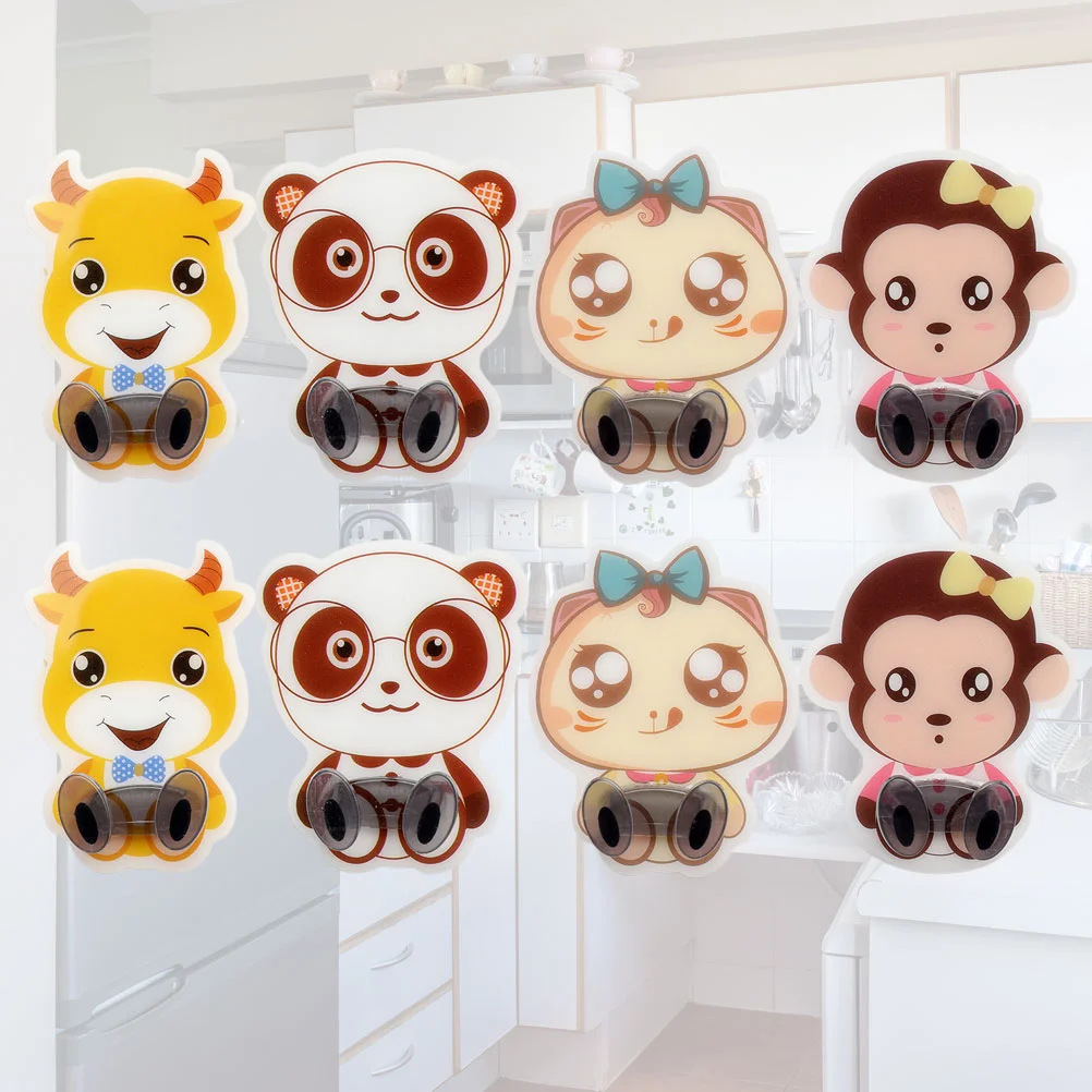 

8Pcs Creative Strong Hooks Cartoon Hooks Adhesive Hook for Office Home Kitchen Bathroom