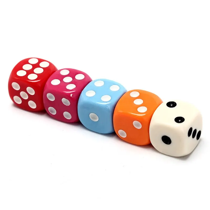 10pcs/set acrylic colorful d6 dice 6 sided gambling small for sale white red pink orange blue 5 colors wholesales 14mm - купить по