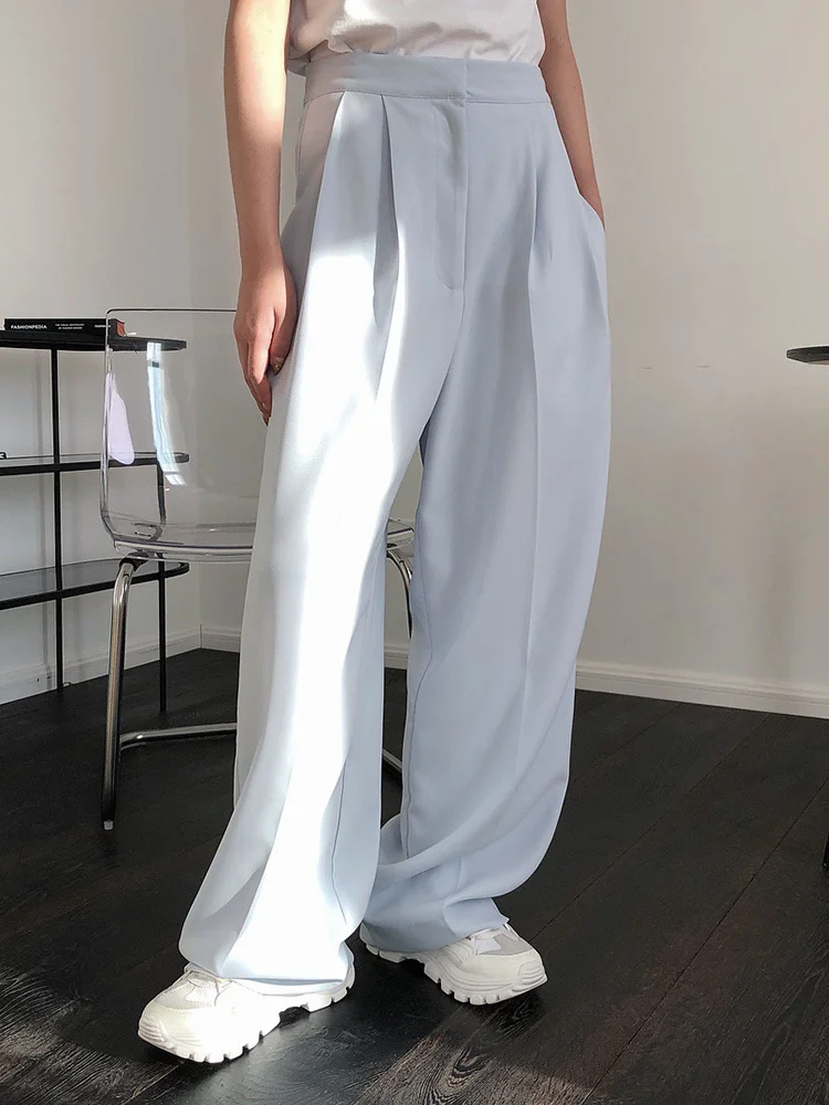 

High Waist Black Pockets Long Wide Leg Casual Pants New Loose Fit Trousers Women Fashion Tide Spring Autumn 2023 M309