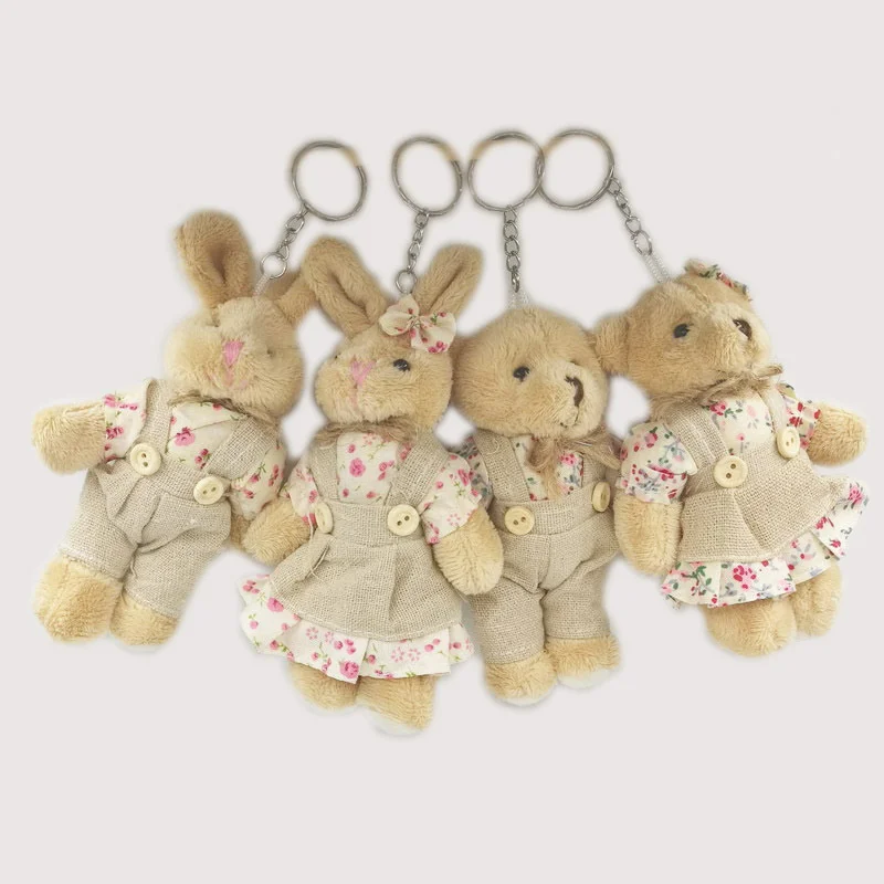 

2PCS Kawaii Simulation Bunny Bear Hair Doll Plush Toy Keychain Bag Decoration Accessories Plush pendant Kids Birthday Gift Doll