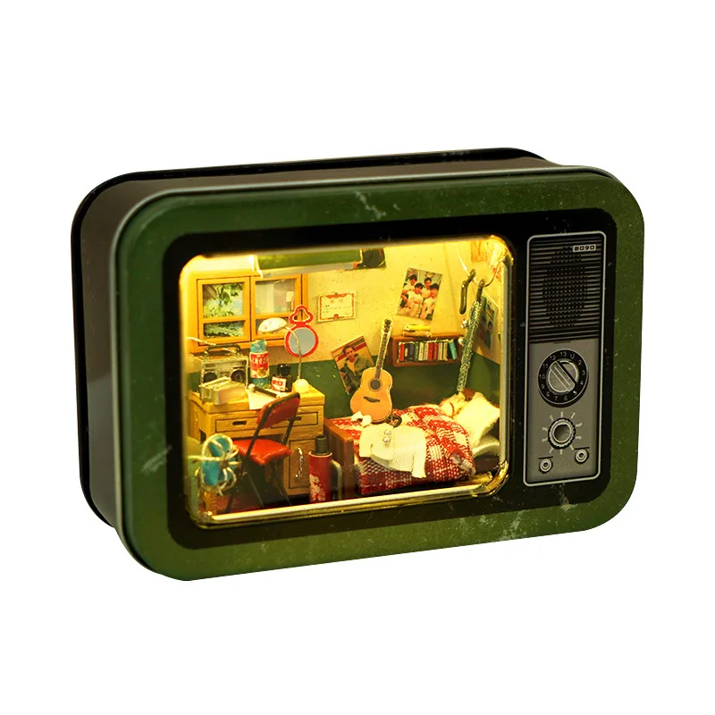 

Miniature DIY Doll Vintage Furniture House Wooden Miniature Box Theater Assemble Kit Handmade Model Dollhouse Toys Kits