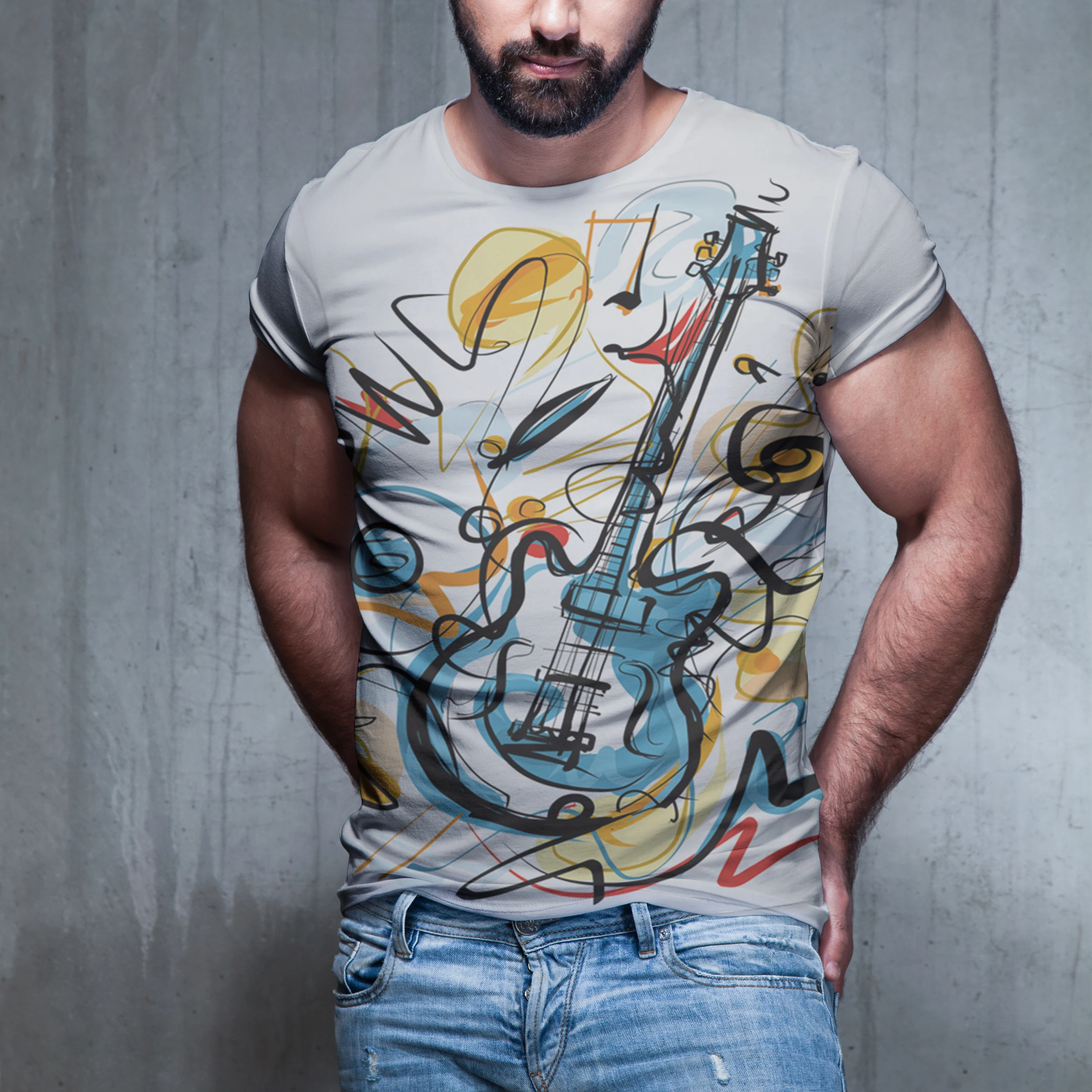 

Мужская футболка DJ с 3D принтом гитары, новинка 2022, летний дизайн, юмористический, забавный, крутой, модный, негабаритный, с коротким рукавом