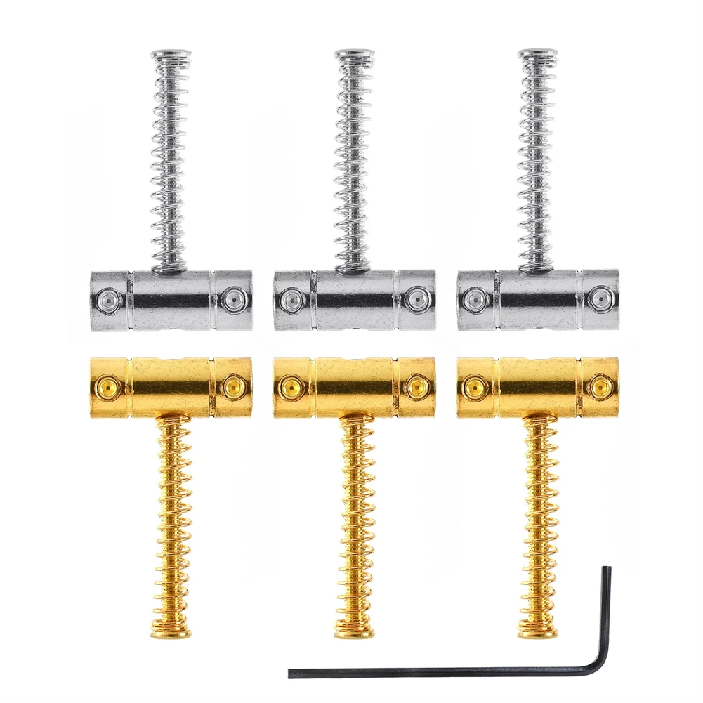

3 Pcs Vintage Compensated Guitar Bridge Saddles For Tele TL Tremolo Style Electric Guitars Brass Compensated Saddles W/ Wrench