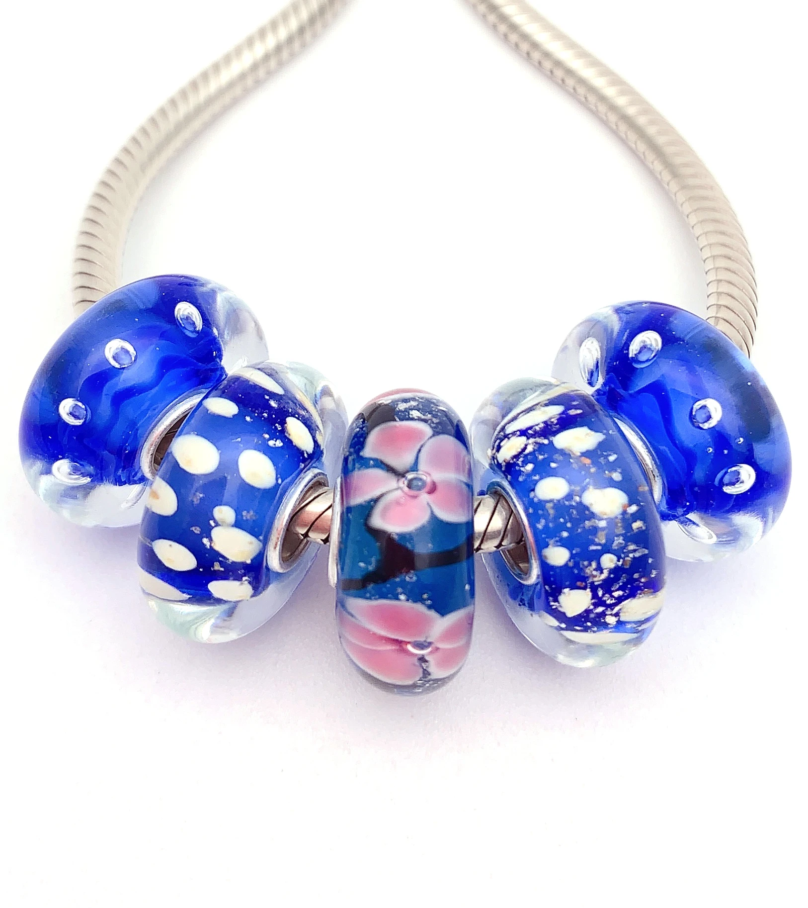 

YG711 5X 100% Authenticity S925 Sterling Silver Beads Murano Glassbeads NEW Fit European Charms Bracelet Diy Jewelry Lampwork