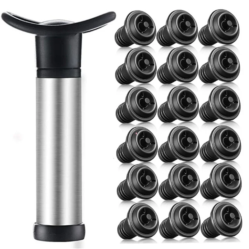 

19 Pcs Vacuum Wine Stopper Wine Preserver with Vacuum Pump Wine Keeper Wine Saver Pump for Kitchen