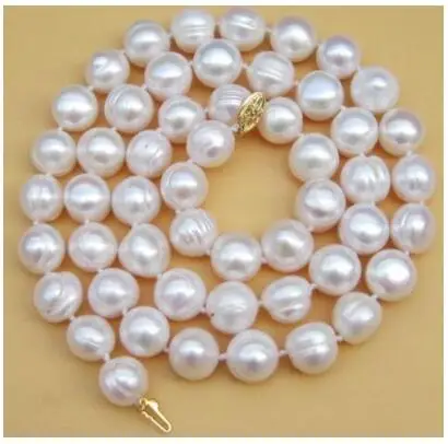 

free shipping REAL CLASSIC +++ 10-11MM SOUTH SEA WHITE BAROQUE PEARL NECKLACE 17inch 14KGP 43cm 45cm 60cm