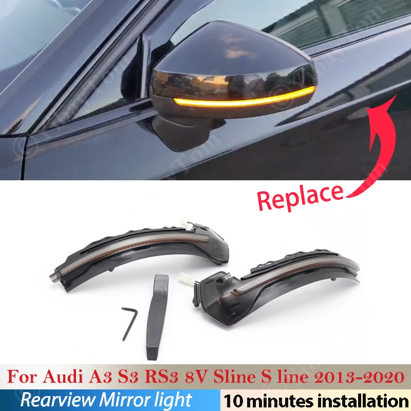 

LED Dynamic Turn Signal for Audi A3 S3 RS3 8V Sline S line 2013 ~ 2020 Blinker Sequential Side Mirror Indicator Light 2014 2015