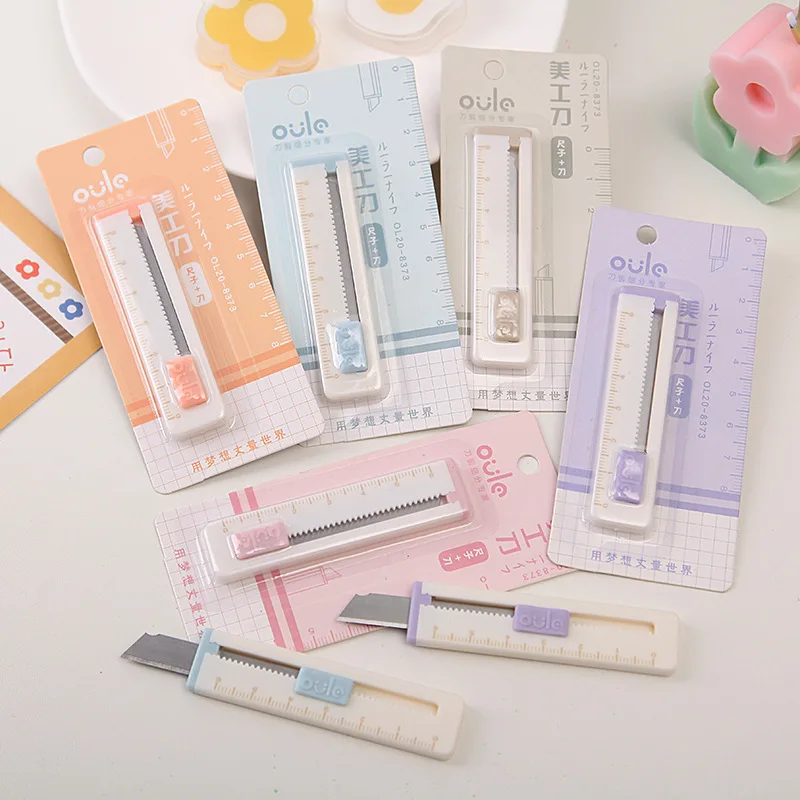 

Creative Simple Mini Ruler Utility Knife Cute Portable Small Utility Knife School Office Home Supplies Stationery