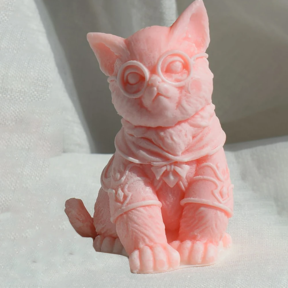 

Cat with Glasses Silicone Mold Cute Animal Candle Silicone Mold DIY Aromatherapy Gypsum Crafts Mold Home Decoration Mold