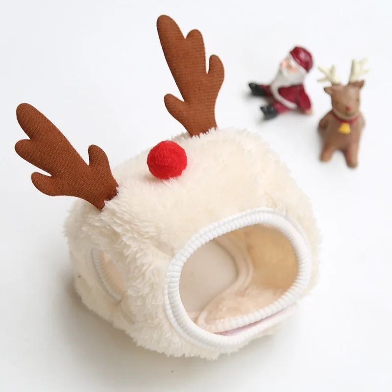 

Christmas Pet Hat Cute Antlers Saliva Towel for Dog Cat Dress Up Supplies Lovely Design Autumn and Winter Clothes Pet Accessory