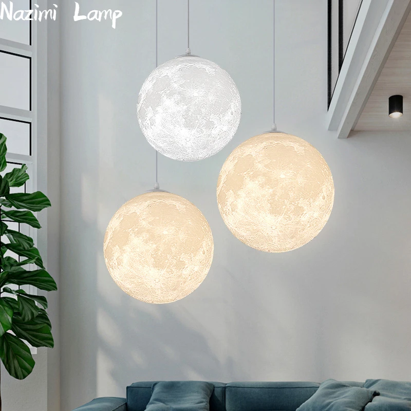 

Led Chandelier Moon Modern Simple Hanging Creativity Nordic Restaurants Bars Kitchens Round Balls Decorative Lighting