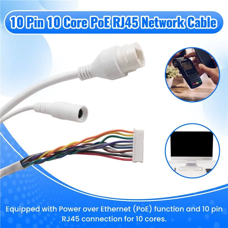 Фото Кабель Ethernet LAN, 10-контактный, 10-жильный, с поддержкой PoE, RJ45, для IP-камер Hikvision, высокоскоростная передача данных - PZZW №4