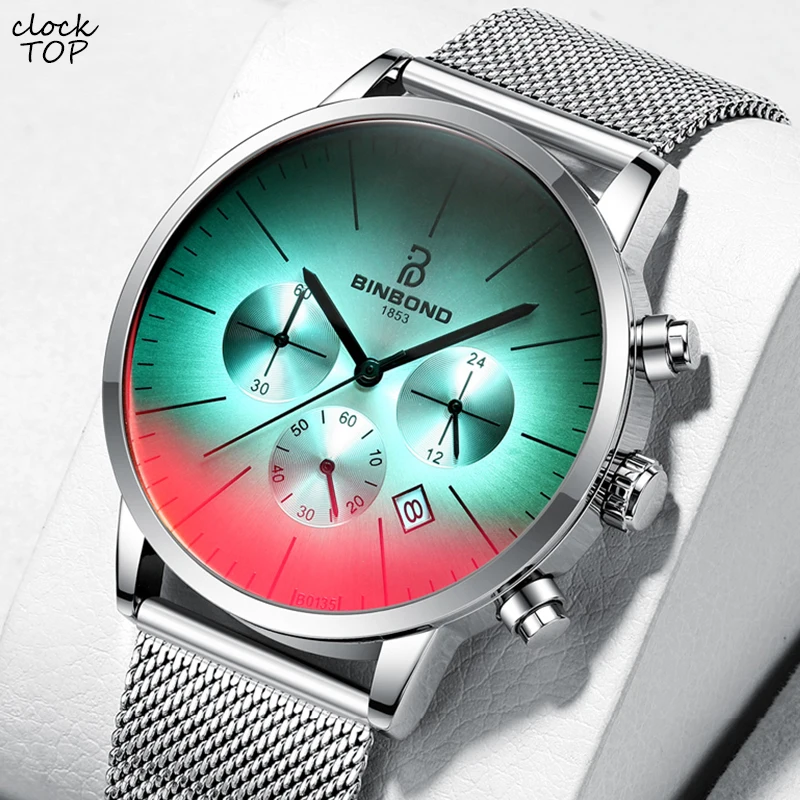 

Ultra Thin Quartz Watch Men Luxury Black Gold Sliver Stainless Steel Watches Multifunction Wristwatch Male Gradient Dial Reloj