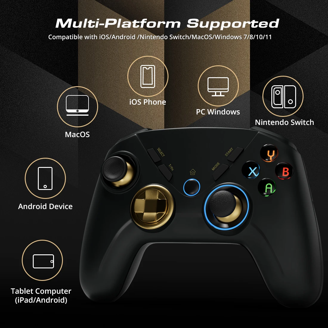Wireless Gaming Controller, Dual-Vibration Joystick Gamepad Computer Game Controller for PC Windows 7/8/10/11, PS3, Switch- Blac