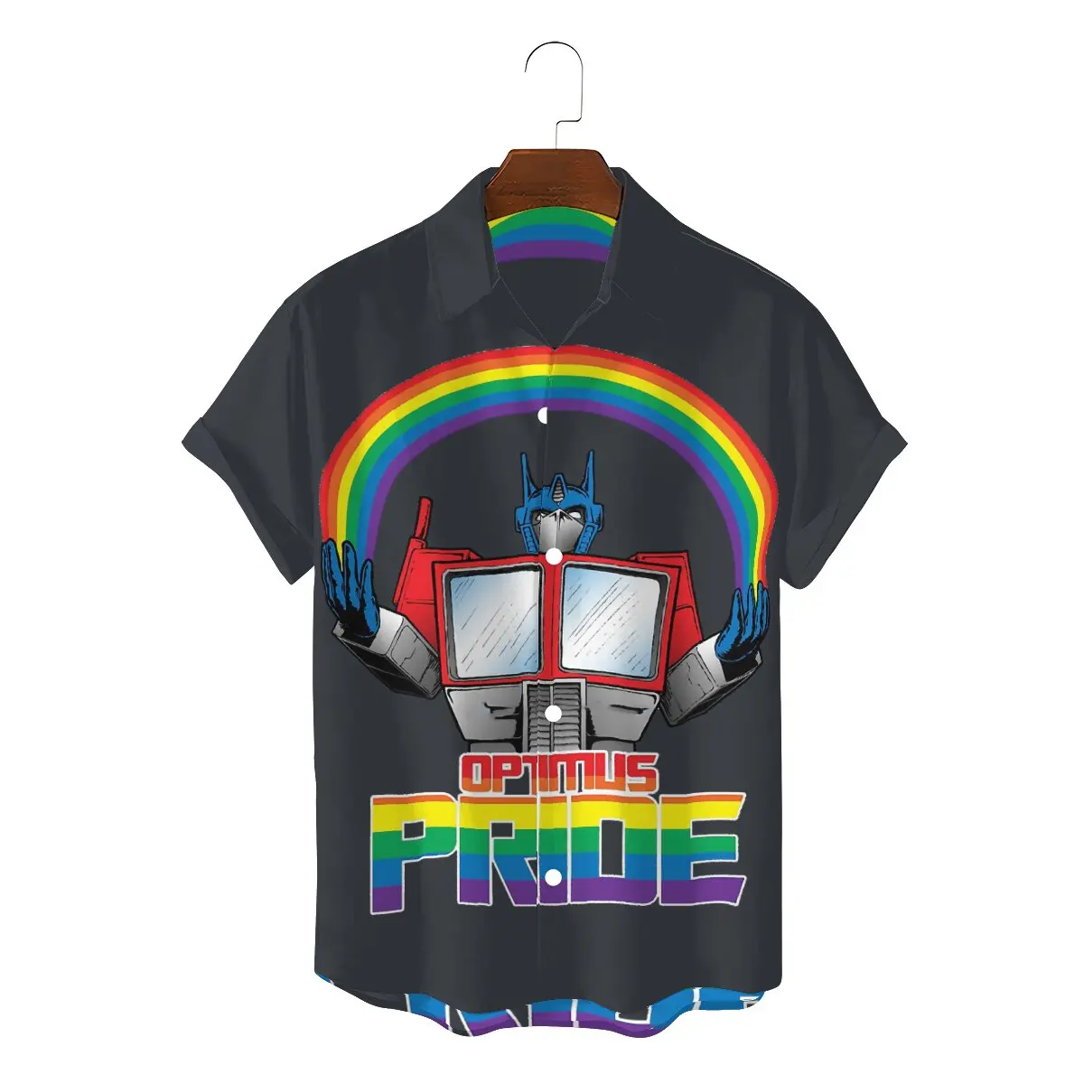 

Optimus Pride Classic 2022 Men Fun Hawaii Shirts LGBT Gay Rainbow Pride Square Neck Tops Fabric 3D Shirt Top Quality Gift Idea