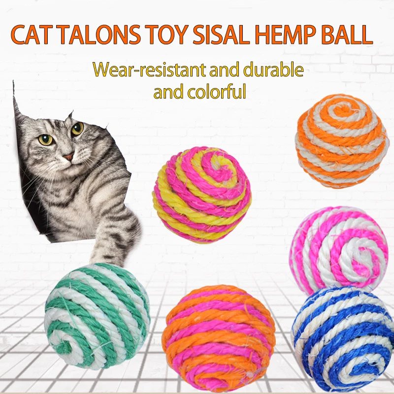 

Creative Sisal Ball Woven Ball Cat Self Hi Relief Stripe Sisal Ggrasping Ball nibbling Interactive Cat Toys