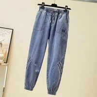 womens blue jeans spring autumn harem pants loose thin elastic waist leisure plus size retro free shipping wholesale new za