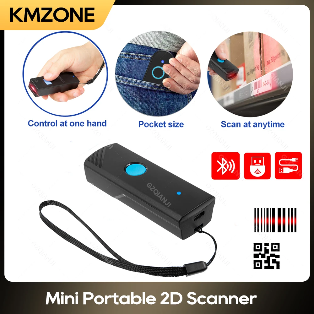 

Беспроводной сканер штрих-кода 1D 2D, портативный проводной мини-сканер штрих-кода USB 2,4G, беспроводной Bluetooth, считыватель QR-кодов, поддерживает телефон, iPad