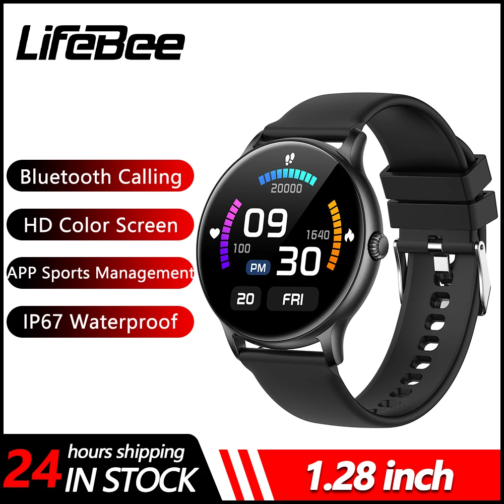 

LIFEBEE Z12PRO Men Women Smart Watch 1.28'' Full Touch Fitness Tracker Heart Rate Blood Pressure Waterproof Sports Smartwatch