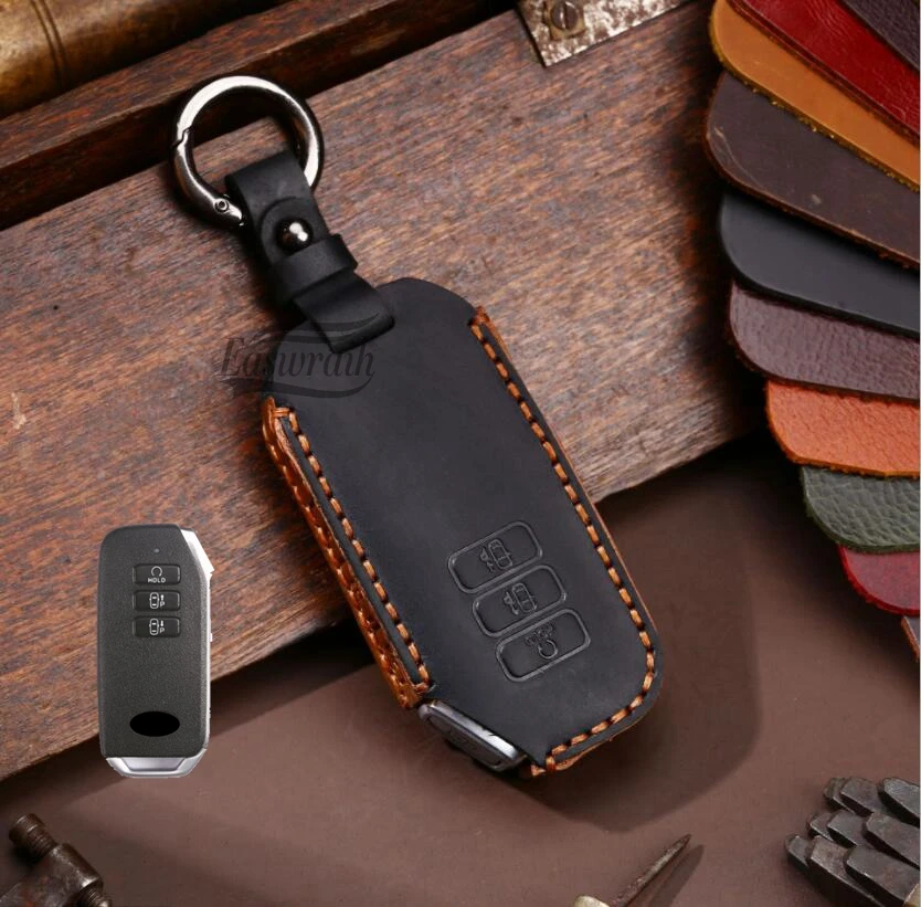 

Автомобильный чехол для ключей ручной работы из натуральной кожи, держатель цепочки для KIA Stinger GT CK K9 K900 2020 2021 2022, аксессуары для интерьера