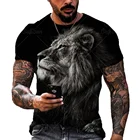 Футболка мужская с 3D-принтом льва и животного, модная уличная одежда с коротким рукавом, большие свободные футболки, топы унисекс
