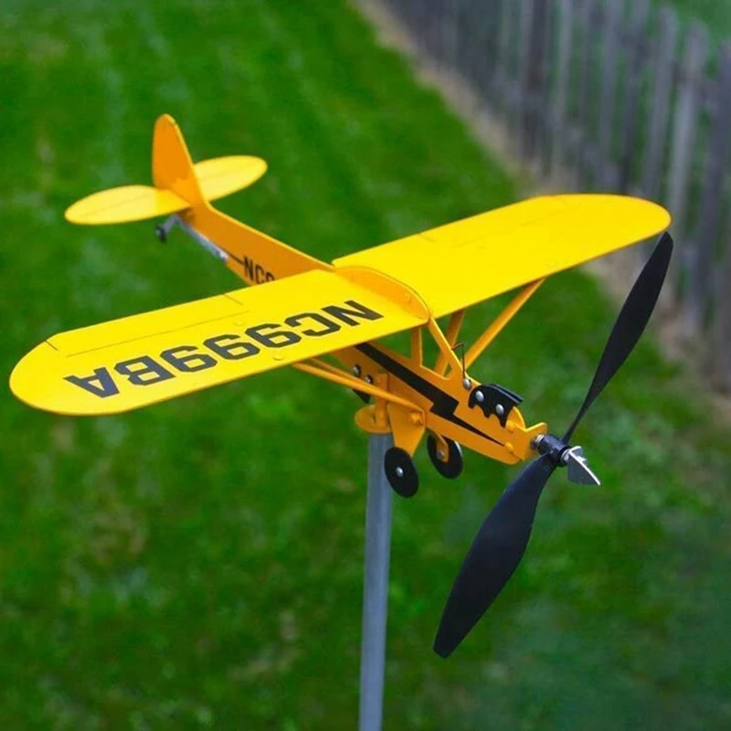 

Thyggzjbs Piper J3 Cub Airplane Weathervane,3D Unique And Magical Metal Windmill Outdoor Wind Sculpture Kinetic