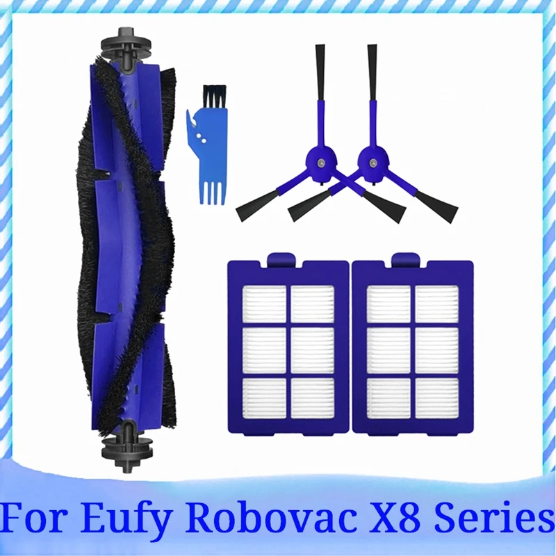 

6 шт., сменные детали для Eufy Robovac X8 Series, гибридные Запчасти для робота-пылесоса моющиеся, основная боковая щетка, Hepa фильтр