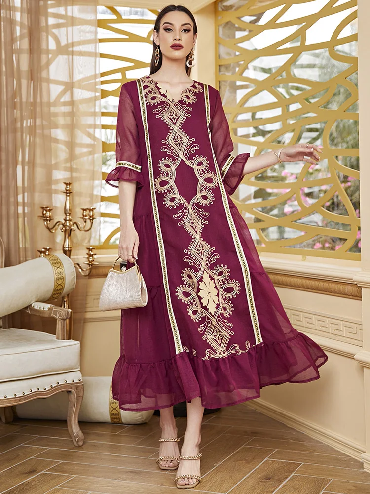 

TOLEEN Women Casual Elegant Maxi Long Dress 2022 Summer Luxury Embroidery Abaya Arabic Turkey African Evening Party Robe Vestido
