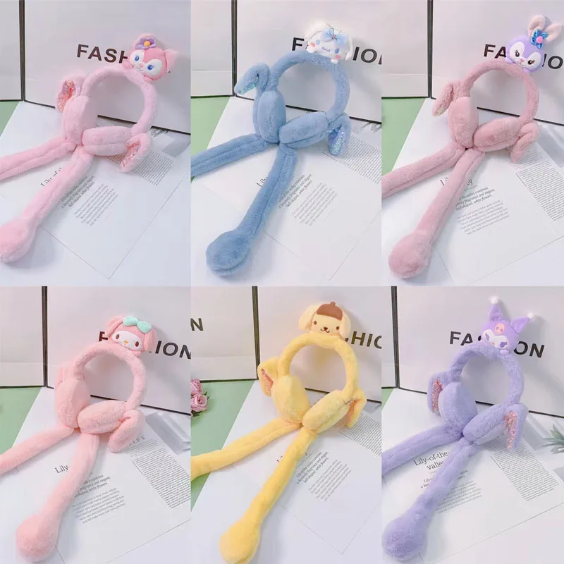 

Sanrioed аниме Cinnamoroll Melody Kuromi плюшевые наушники теплые наушники Kawaii Мягкие плюшевые наушники для девочек Рождественский подарок