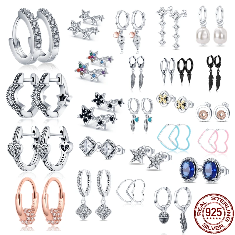 

925 Sterling Silver Circle Earring Star Pendant For Women Making Jewelry Gift Wedding Party Ladies earrings