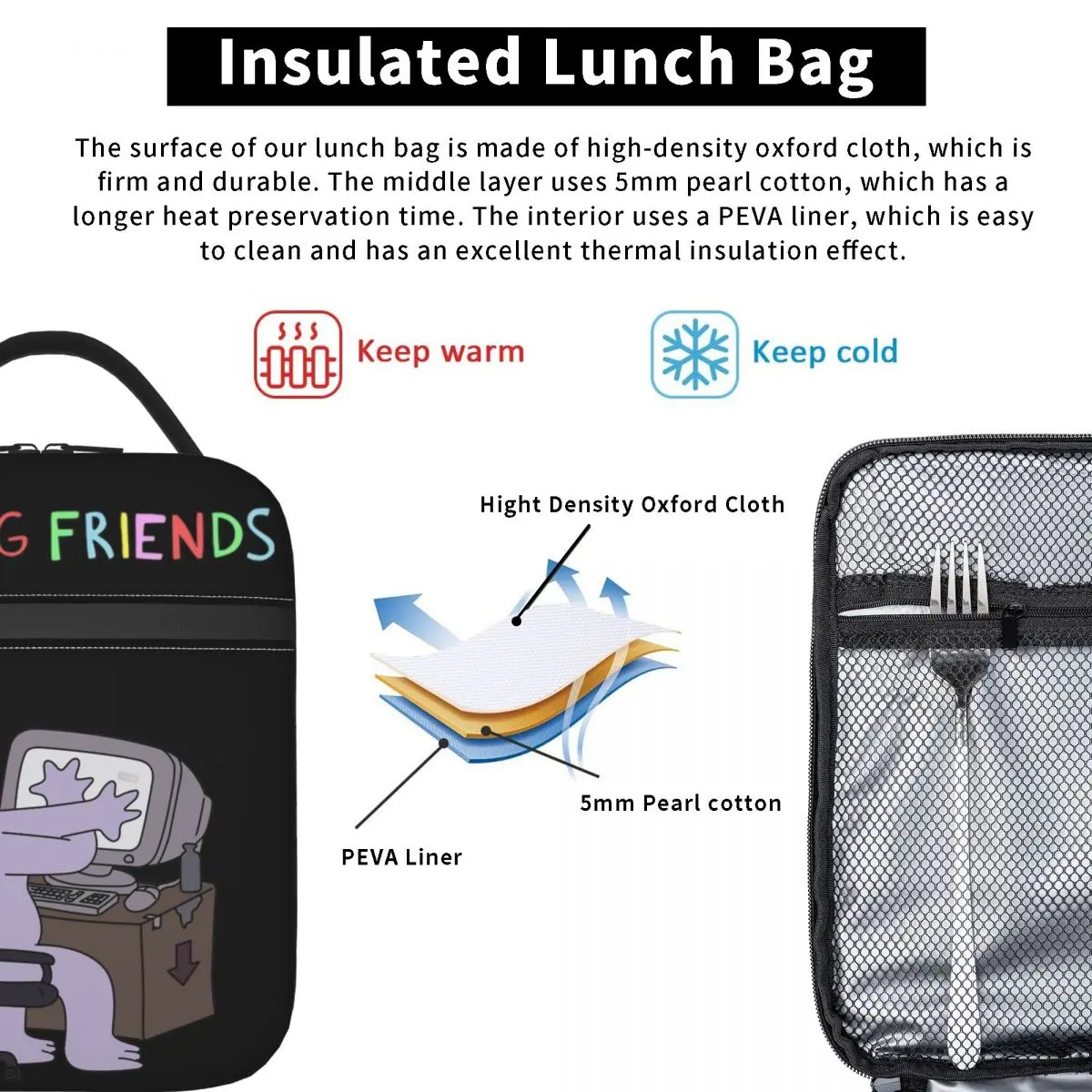 Герметичная сумка для ланча с изображением улыбающегося друга стены парня Gleb