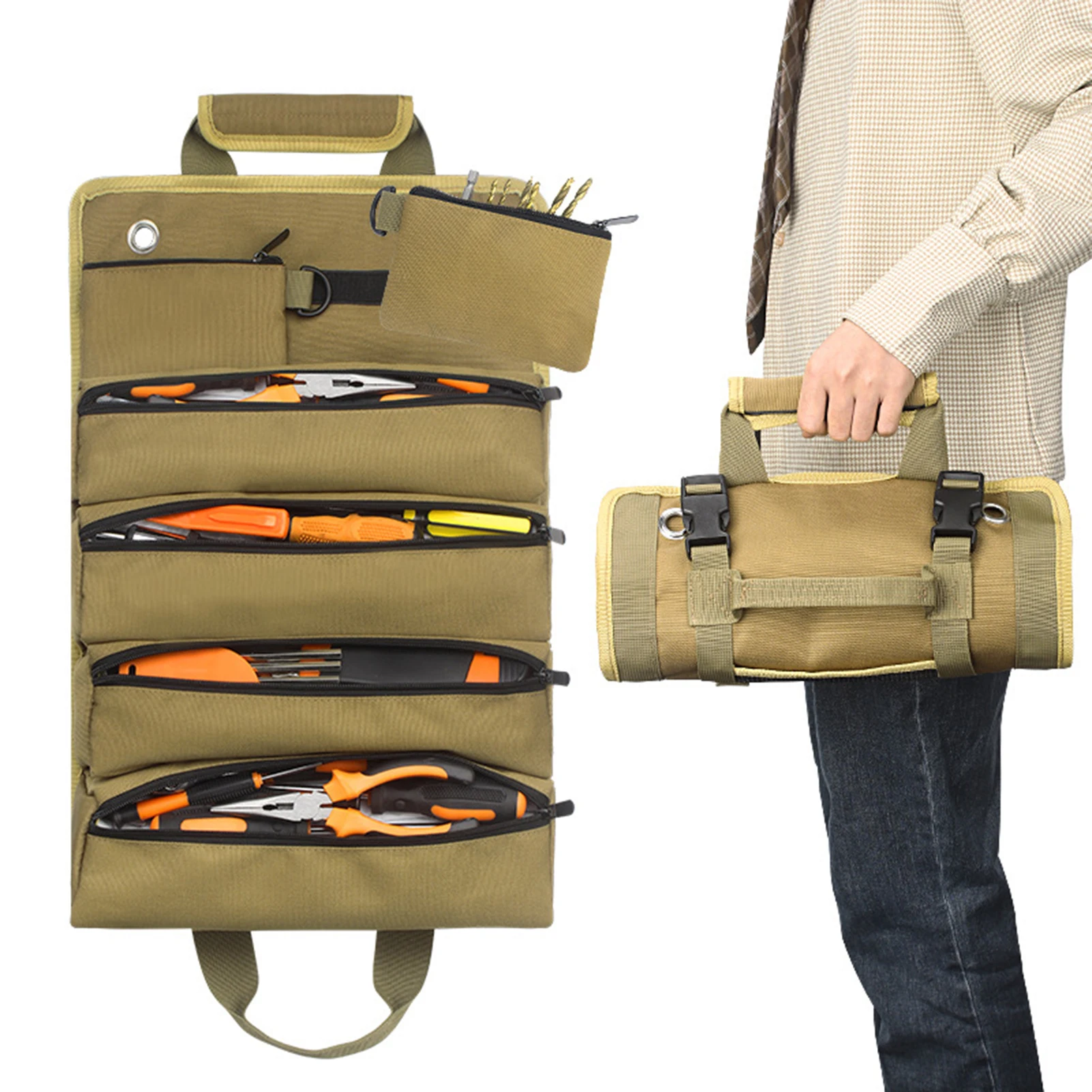 

Heavy Duty Roll Up Tool Bag Anti Crush and Scratch Resistant for Outdoor Camping and Hiking