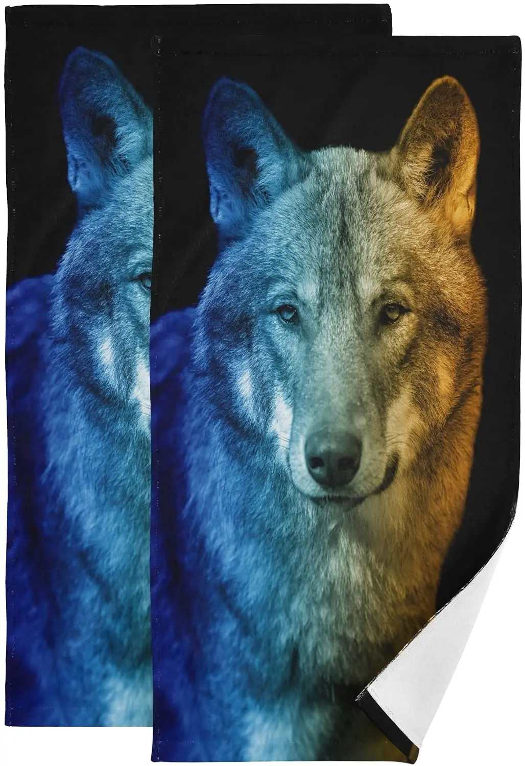 

Face Towel Set of 2 Animal Wolf in The Dark Soft Bath Hotel Spa Hand Gym Sport Towelstoalha de banho
