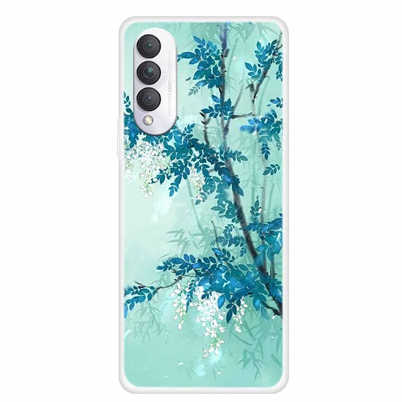 Чехол для Huawei nova 10z прозрачный тонкий силиконовый бампер с цветочным принтом