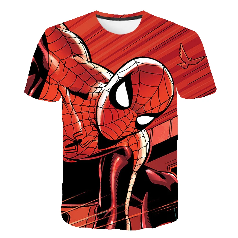 

New Mαrvel- Spidermαn Summer Fashion Handsome Breathable Short-sleeved 3d Printed Sports Oversized Round Neck T Shirts 4-14 Year
