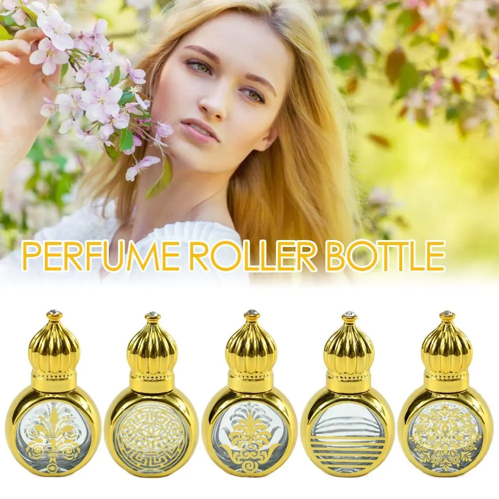 

2Pcs Refillable Gold Crown Shape Good Sealing Roller Bottle Empty Container Perfume Bottle Essential Oil