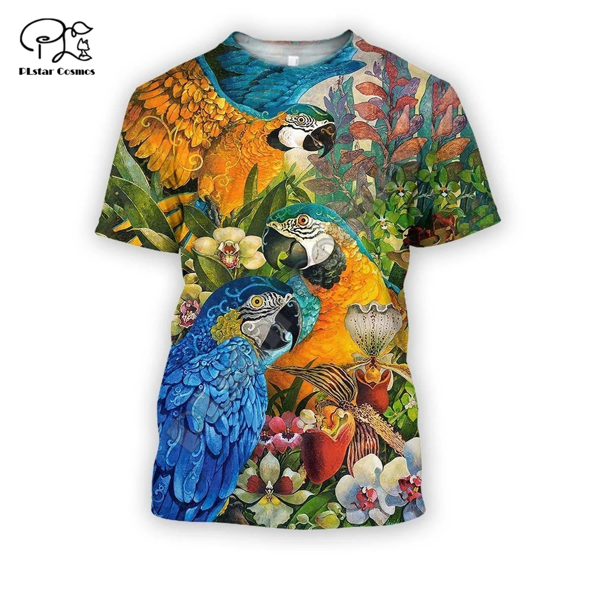 

PLstar Cosmos Animal Parrot Flower Bird Colorful Tracksuit Retro 3DPrint Men/Women Summer Casual Funny T-Shirts Short Sleeves A1
