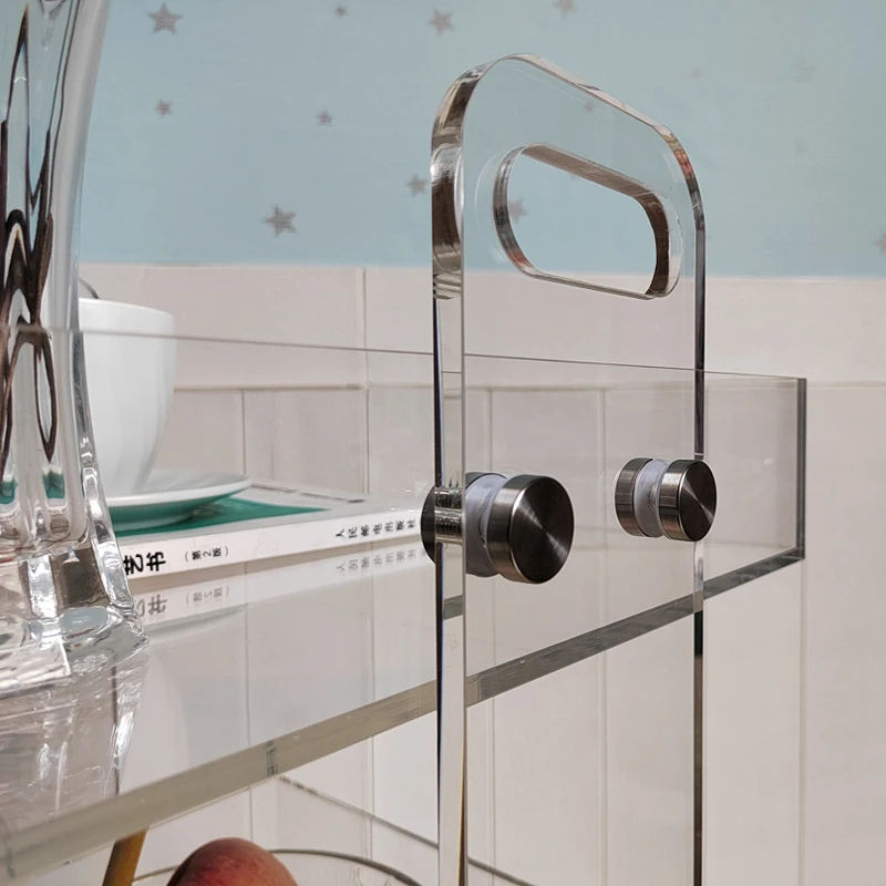 Акриловая трехуровневая Мобильная тележка тонкая для хранения переносной