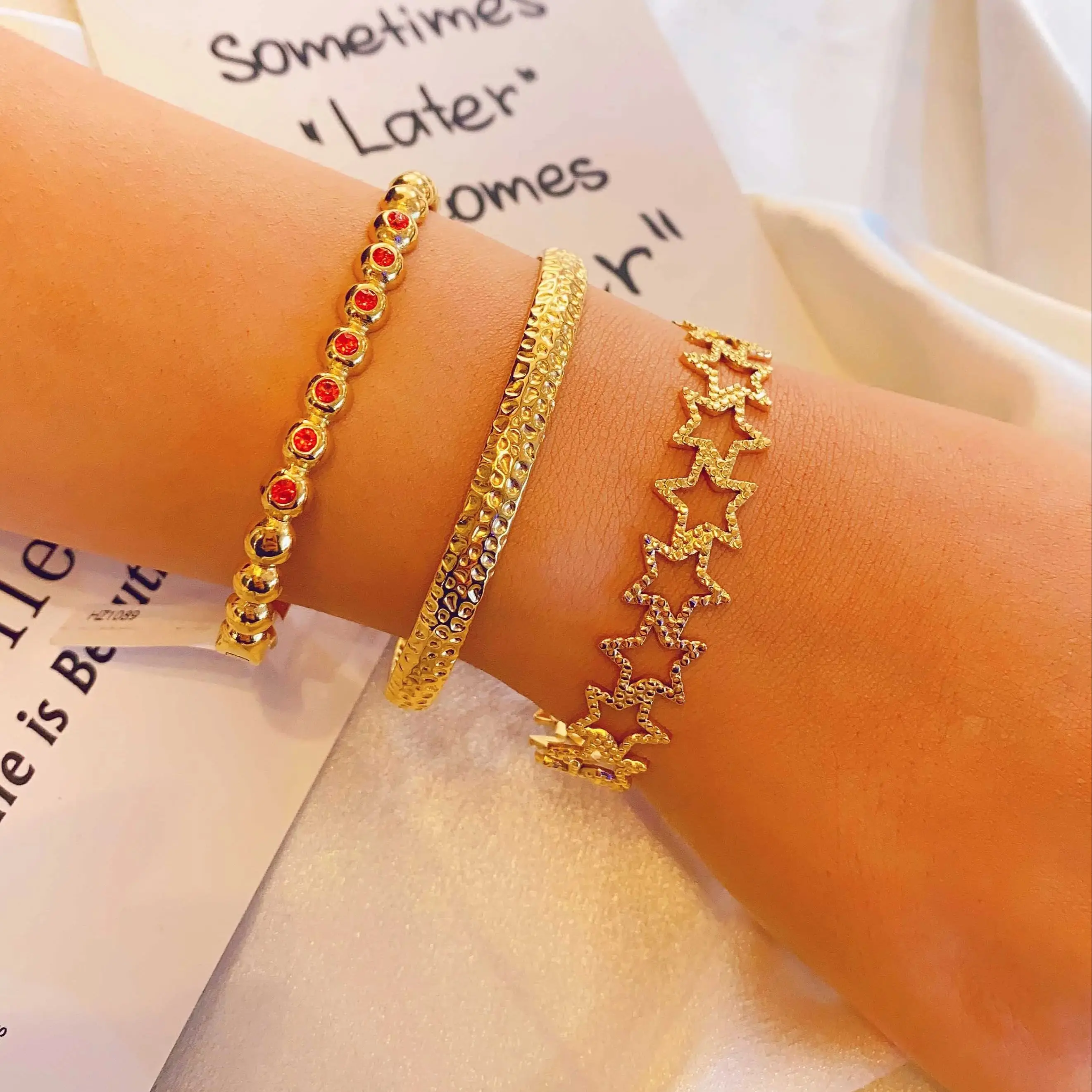 CARLIDANA модный классический простой 18-каратный золотой цвет открытый регулируемый